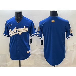 Los Angeles Dodgers Blank Blue Gold Champion Cool Base Men Jersey
