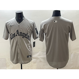 Los Angeles Dodgers Blank Grey Gothic Cool Base Men Jersey