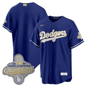 Los Angeles Dodgers Blank Royal 2026 Gold Champion Cool Base Men Jersey Los Angeles Dodgers Blank Royal 2026 Gold Champion Cool Base Men Jersey