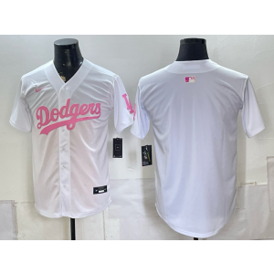 Los Angeles Dodgers Blank White Pink Men Jersey