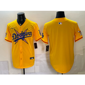 Los Angeles Dodgers Blank Yellow Men Jersey