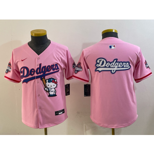 Los Angeles Dodgers Pink Hello Kitty Cool Base Youth Jersey Los Angeles Dodgers Pink Hello Kitty Cool Base Youth Jersey