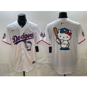 Los Angeles Dodgers White Hello Kitty Cool Base Men Jersey Los Angeles Dodgers White Hello Kitty Cool Base Men Jersey