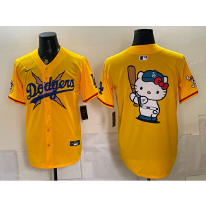 Los Angeles Dodgers Yellow Hello Kitty Men Jersey