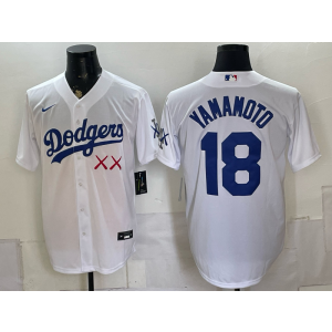Los Angeles Dodgers x KAWS 18 Yamamoto White Men Jersey Los Angeles Dodgers x KAWS 18 Yamamoto White Men Jersey