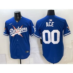 Los Angeles Dodgers x One Piece 00 Ace Blue Men Jersey Los Angeles Dodgers x One Piece 00 Ace Blue Men Jersey