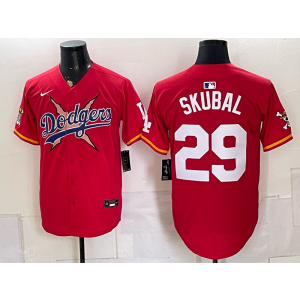 Los Angeles Dodgers x One Piece 29 Skubal Red Men Jersey Los Angeles Dodgers x One Piece 29 Skubal Red Men Jersey