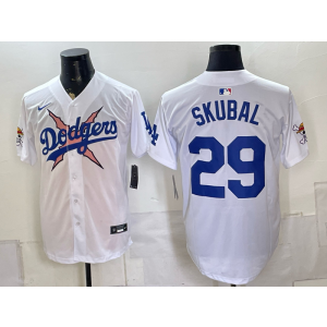 Los Angeles Dodgers x One Piece 29 Skubal White Men Jersey Los Angeles Dodgers x One Piece 29 Skubal White Men Jersey