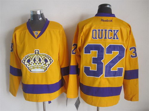 NHL Los Angeles Kings #32 Jonathan Quick Yellow Jersey