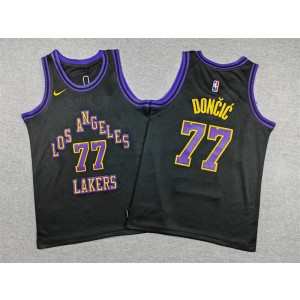 Los Angeles Lakers 77 Luka Black Youth Jersey
