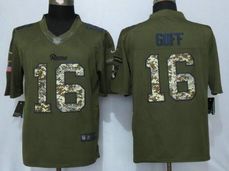 Los Angeles Rams #16 Jared Goff Green Salute To Service NFL Nike Limited Jersey