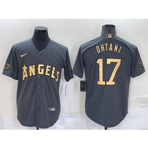 MLB Angels 17 Shohei Ohtani Charcoal 2022 All-Star Cool Base Men Jersey