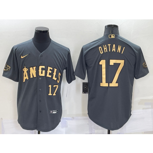 MLB Angels 17 Shohei Ohtani Charcoal 2022 All-Star Nike Cool Base Men Jersey