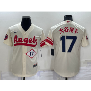 MLB Angels 17 Shohei Ohtani Cream 2021 City Connect Cool Base Men Jersey