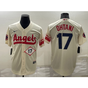 MLB Angels 17 Shohei Ohtani Cream 2021 City Connect Cool Base Men Jerseys