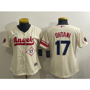 MLB Angels 17 Shohei Ohtani Cream 2021 City Connect Cool Base Women Jersey