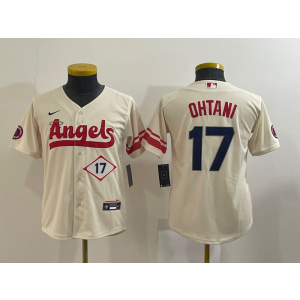 MLB Angels 17 Shohei Ohtani Cream 2021 City Connect Cool Base Youth Jersey