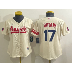 MLB Angels 17 Shohei Ohtani Cream 2021 City Connect Nike Cool Base Women Jersey
