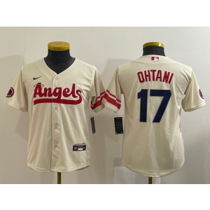 MLB Angels 17 Shohei Ohtani Cream 2021 City Connect Nike Cool Base Youth Jersey