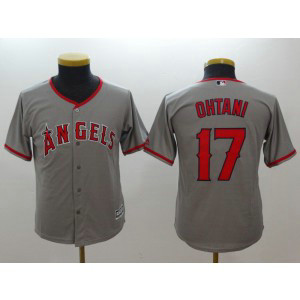 MLB Angels 17 Shohei Ohtani Grey Cool Base Youth Jersey