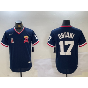 MLB Angels 17 Shohei Ohtani Navy Nike Cool Base Men Jersey