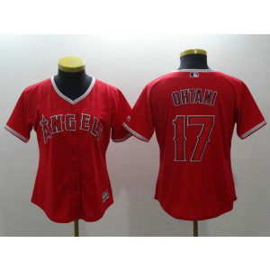 MLB Angels 17 Shohei Ohtani Red Cool Base Women Jersey