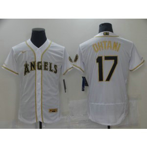 MLB Angels 17 Shohei Ohtani White Gold Nike Flexbase Men Jersey