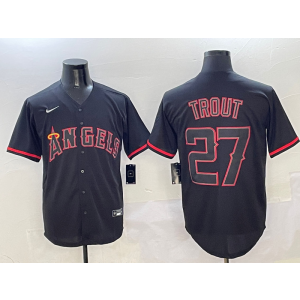 MLB Angels 27 Mike Trout Black Nike Cool Base Men Jersey