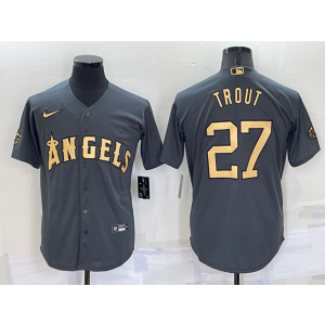 MLB Angels 27 Mike Trout Charcoal 2022 All-Star Cool Base Men Jersey