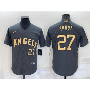 MLB Angels 27 Mike Trout Charcoal 2022 All-Star Nike Cool Base Men Jersey