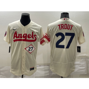 MLB Angels 27 Mike Trout Cream 2021 City Connect Flexbase Men Jersey