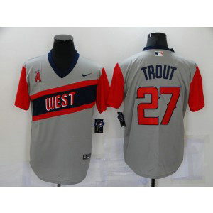 MLB Angels 27 Mike Trout Grey Nickname Cool Base Men Jersey