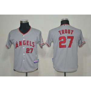 MLB Angels 27 Mike Trout Grey Youth Jersey