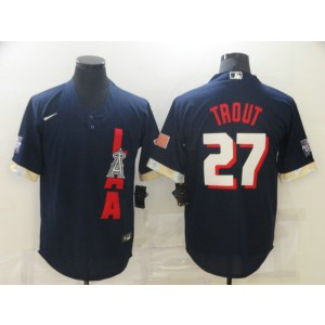 MLB Angels 27 Mike Trout Navy 2021 All-Star Cool Base Men Jersey