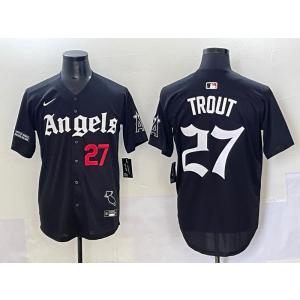 MLB Angels 27 Mike Trout New Black Nike Cool Base Men Jersey 1