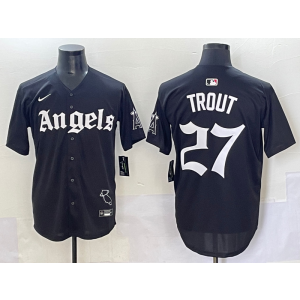 MLB Angels 27 Mike Trout New Black Nike Cool Base Men Jersey