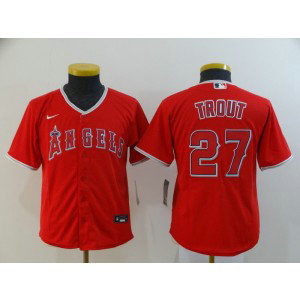 MLB Angels 27 Mike Trout Red 2020 Nike Cool Base Youth Jersey