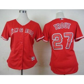 MLB Angels 27 Mike Trout Red Alternate Women Jersey