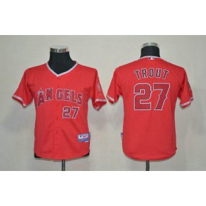 MLB Angels 27 Mike Trout Red Youth Jersey