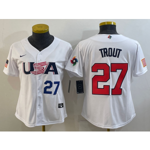 MLB Angels 27 Mike Trout White 2023 World Baseball Classic Youth Jersey