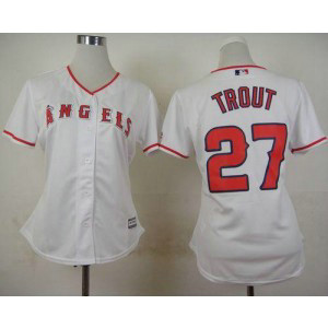 MLB Angels 27 Mike Trout White Home Women Jersey