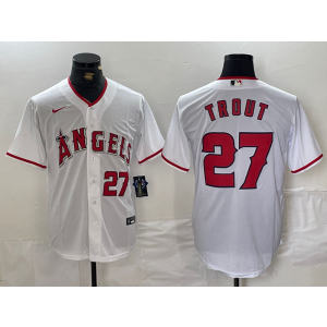 MLB Angels 27 Mike Trout White Nike Cool Base Men Jersey