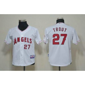 MLB Angels 27 Mike Trout White Youth Jersey