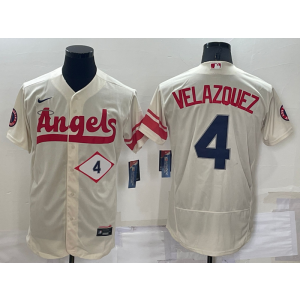 MLB Angels 4 Andrew Velazquez Cream 2021 City Connect Flexbase Men Jersey