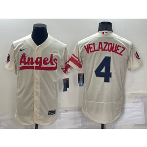 MLB Angels 4 Andrew Velazquez Cream 2021 City Connect Nike Flexbase Men Jersey