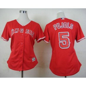 MLB Angels 5 Albert Pujols Red Alternate Women Jersey