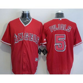 MLB Angels 5 Albert Pujols Red New Cool Base Men Jersey