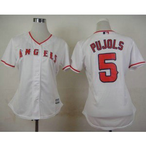MLB Angels 5 Albert Pujols White Fashion Women Jersey