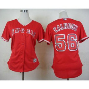 MLB Angels 56 Kole Calhoun Red Alternate Women Jersey
