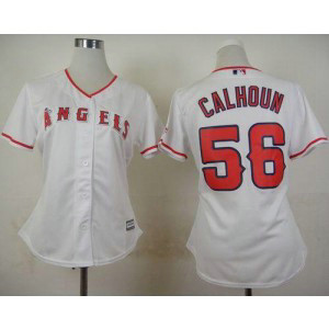 MLB Angels 56 Kole Calhoun White Home Women Jersey
